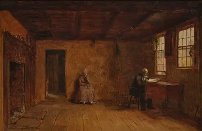 Воскресное утро, Новый Англия (Фигуры, написанные Истменом Джонсоном) by Уортингтон Уитредж — digital art print download