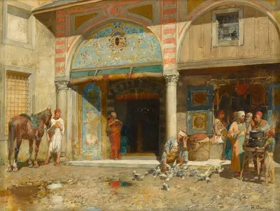 Outside the Mosque by Alberto Pasini — digital art print download