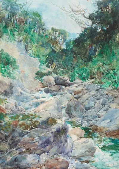 Альпийский поток, Отира by Альфред Уолш, 1905 — digital art print download