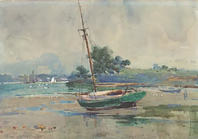 Морской пейзаж с лодкой by Альфред Уолш, 1911 — digital art print download