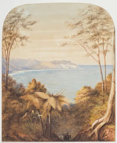 Без названия (морской пейзаж Новой Зеландии) by Шарль Десимус Барро, 1863 — digital art print download