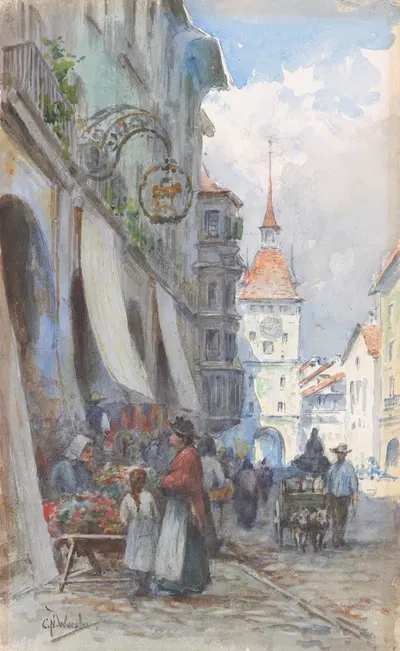 Улица в Берне, Швейцария by Шарль Натанель Уорсли — digital art print download