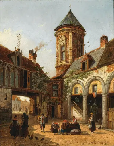 Old Castle of the Cardinal of Granvelle (1517-1586) in Brussels by Emile Pierre Joseph de Cauwer, 1517-1586 — digital art…