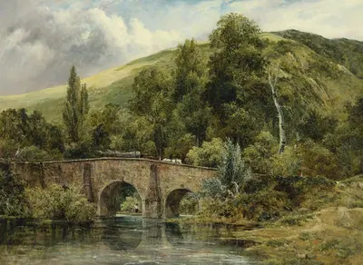 Fingle Bridge on the River Teign, East Devon by Frederick Waters Watts — digital art print download