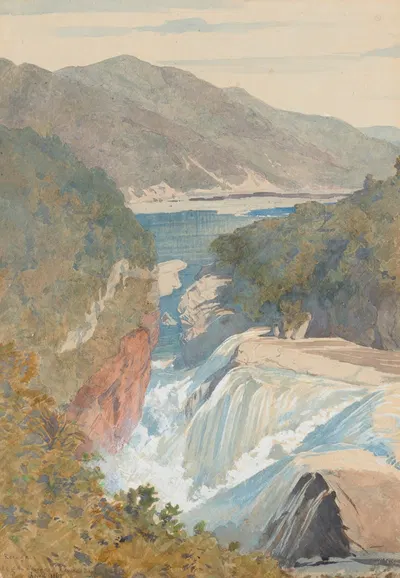 Тэ Рейнга, водопады Уайроа. Залив Хоукса by Джеймс Кроу Ричмонд, 1867 — digital art print download