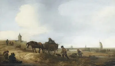 Сцена на пляже с рыбаками by Исаак ван Остаде — digital art print download