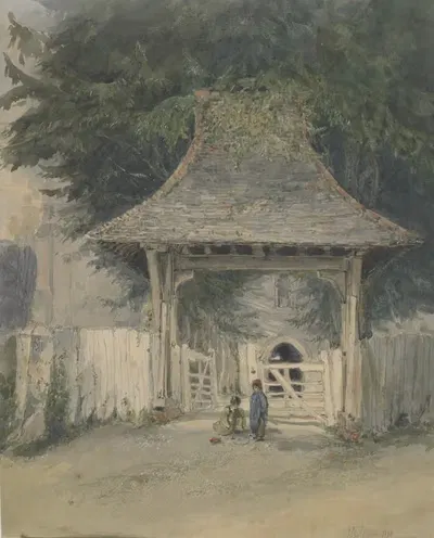 Porch, Peckenham Church, Kent by James Holland, 1830 — digital art print download