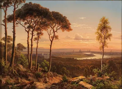 Вид на Дрезден на закате by Иоганн Антон Кастель, 1861 — digital art print download