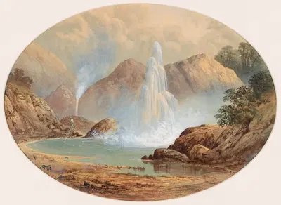 Geyser, North Island by John Hoyte, 1873 — digital art print download
