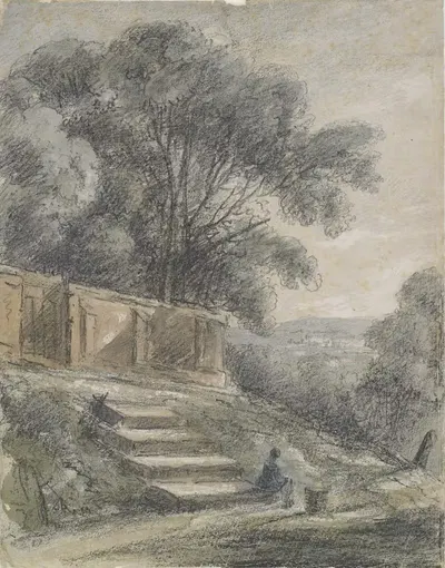 Landscape with sloping steps by John Laporte — digital art print download