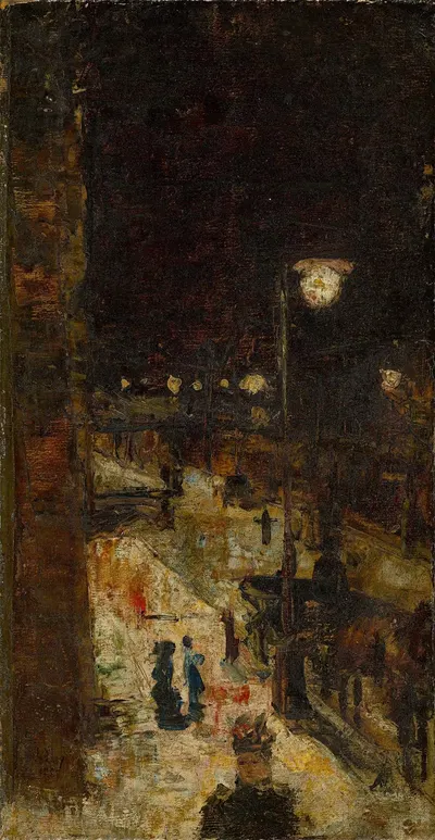 Берлинская улица ночью by Лессер Ури, 1889 — digital art print download