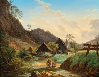 У горного ручья by Маттиас Рудольф Тома, 1849 — digital art print download