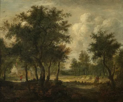 Landscape with figures by Meindert Hobbema — digital art print download