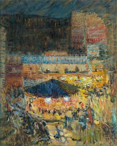 Ночная вечеринка (Карусель на площади Мене) by Николай Александрович Таркофф — digital art print download