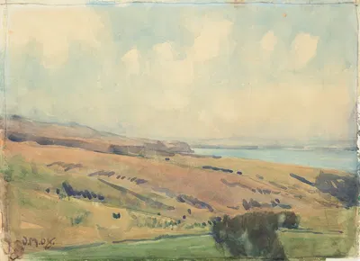 Холмистый пейзаж рядом с Уэллингтоном by Оуэн Мертон, 1908 — digital art print download