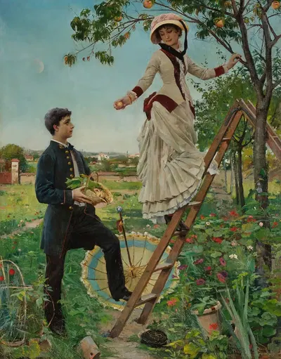 Сбор персиков by Поль Жерве, 1881 — digital art print download