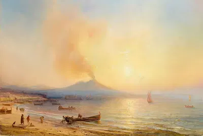 Залив Неаполя с видом на вулкан Везувий by Теодор Гюдин, 1845 — digital art print download