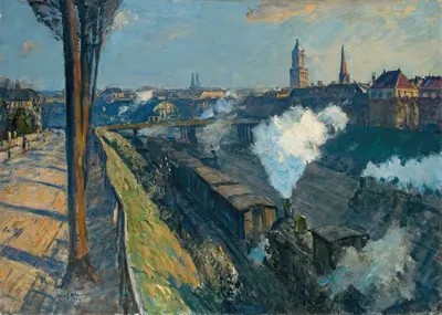 Stadt und Eisenbahn I by Ulrich Hübner, 1912 — digital art print download