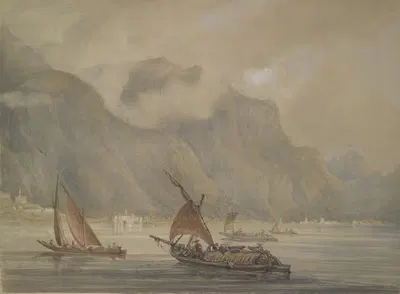 Шато де Шийон, Женевское озеро by Уильям Альфред Деламотт, 1827 — digital art print download