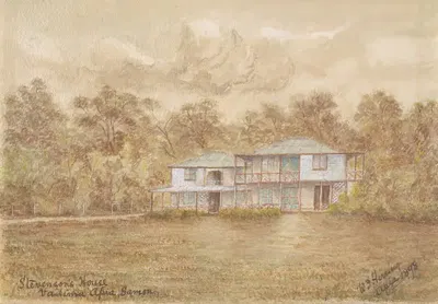Stevenson's House, Vailima, Apia, Samoa by William Francis Herring, 1898 — digital art print download