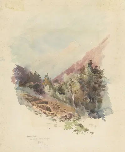 Гора Кук – послесвечение над туманом by Уильям Мэтью Ходкинс, 1890 — digital art print download