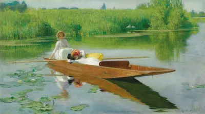 Гребля на Темзе by Артур Хакер, 1901 — digital art print download