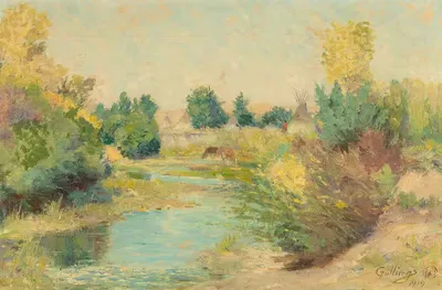 Поилка, индейская деревня by Эллинг Уильям Голлингс, 1919 — digital art print download
