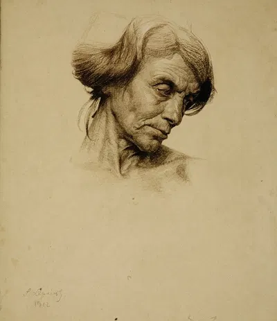 Studienkopf einer alten Frau by Зигмунд Липиньский, 1912 — digital art print download