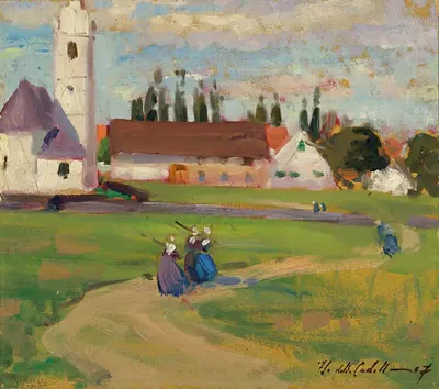 Фигуры на деревенской тропе by Фрэнсис Кэмпбелл Бойло Каделл, 1907 — digital art print download