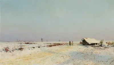 Эффект снега, два охотника в снегу by Иван Павлович Похитонов, 1885 — digital art print download