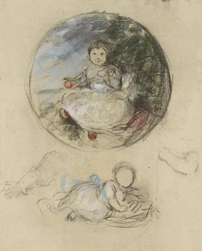 Twee studies van prinses Juliana by Тереза Шварце, 1910 — digital art print download