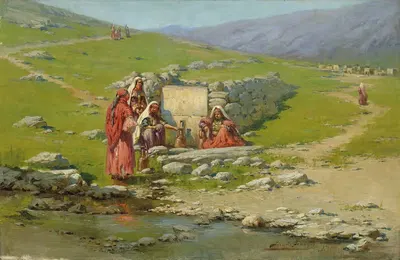У колодца by Ричард Карлович Цоммер, 1910 — digital art print download