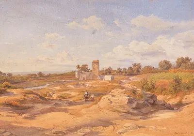 Виковаро рядом с Римом, вид на Кастелло Сакко Муро by Саломон Корроди — digital art print download