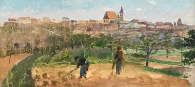 Вид на Зноймо с Кухберга (Крави Гора), этюд by Теодор фон Хёрманн — digital art print download