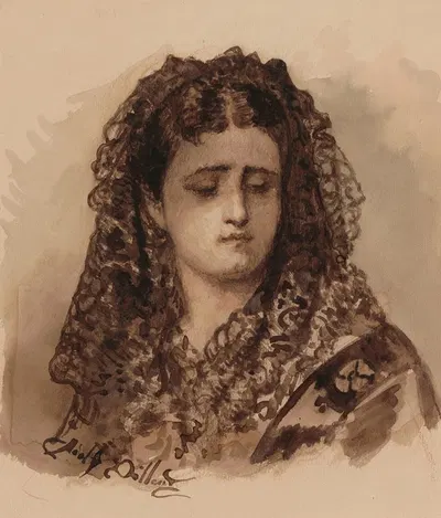Spanish pious by Адольф Александер Дилленс, 1876 — digital art print download