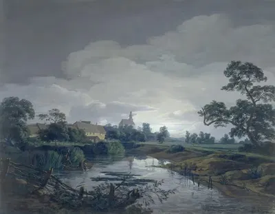 Мельница в Эшерсхайме при лунном свете by Антон Радль, 1805 — digital art print download