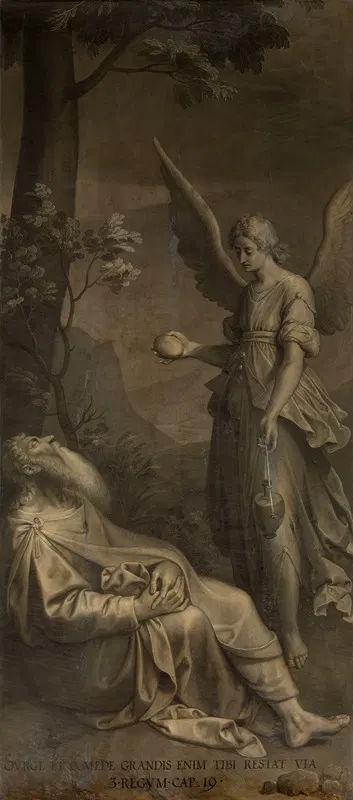 Elijah Fed by an Angel by Ambrosius Francken I, 1589-1596 — digital art print download