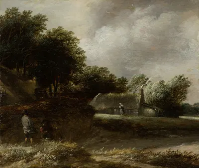 Peasant Huts Along a Stream by Balthasar van der Veen — digital art print download