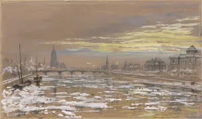 Франкфурт-на-Майне зимой by Бернхард Маннфельд, 1897 — digital art print download