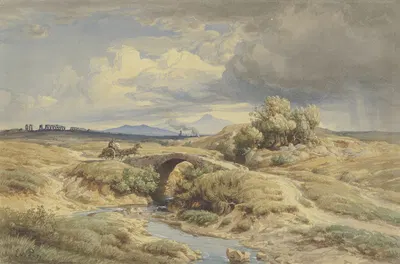 Итальянская кампания с акведуками слева by Эдуард Вильгельм Позе, 1853 — digital art print download