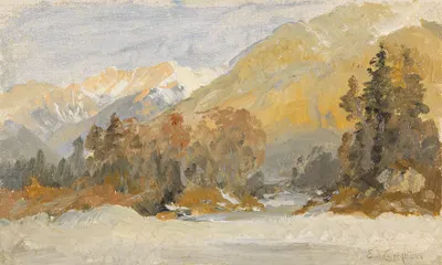 Herbstliche Voralpenlandschaft (Studie) by Edward Theodore Compton, 1890-1900 — digital art print download