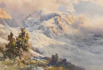 Piz Roseg – Tschiervagletscher by Edward Theodore Compton, 1900-1910 — digital art print download