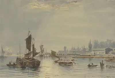 В порту Майнца by Фридрих Эрнст Морганштерн, 1876 — digital art print download