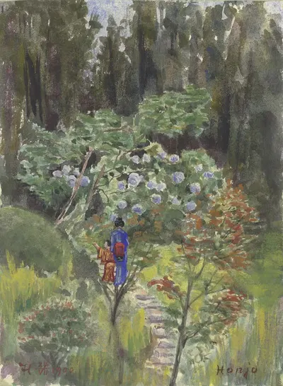 Японский сад by Фриц Хаук, 1900 — digital art print download