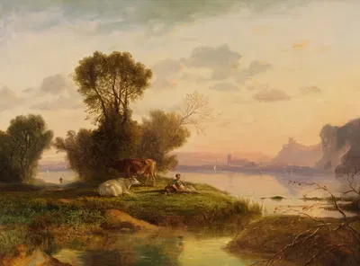 Аркадический ландшафт by Генрих Дребер, 1860 — digital art print download
