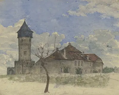 The watchtower in Sachsenhausen by Heinrich Rumbler — digital art print download