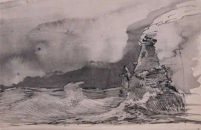 Lighthouse in Storm by Carl August Ehrensvärd, 1767 — digital art print download