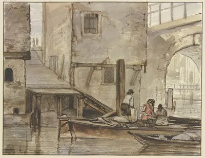 Gracht mit zwei Ruderbooten by Jacob van Strij — digital art print download
