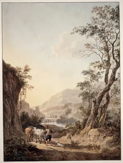 Italianisierende Landschaft mit einem Hirten by Jacob van Strij — digital art print download