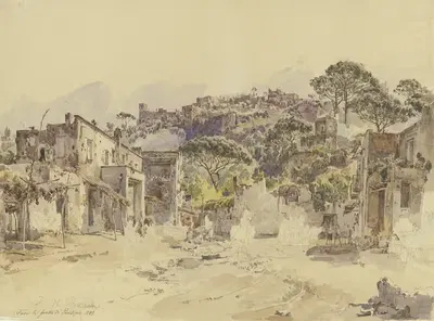 Вне пещеры Посилипо by Иоганн Непомук Раух, 1841 — digital art print download